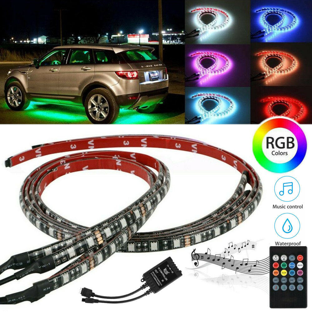 Oture 8 Color RGB LED Strip Under Car Tube Underglow Underbody System Exterior Neon Lights Kits