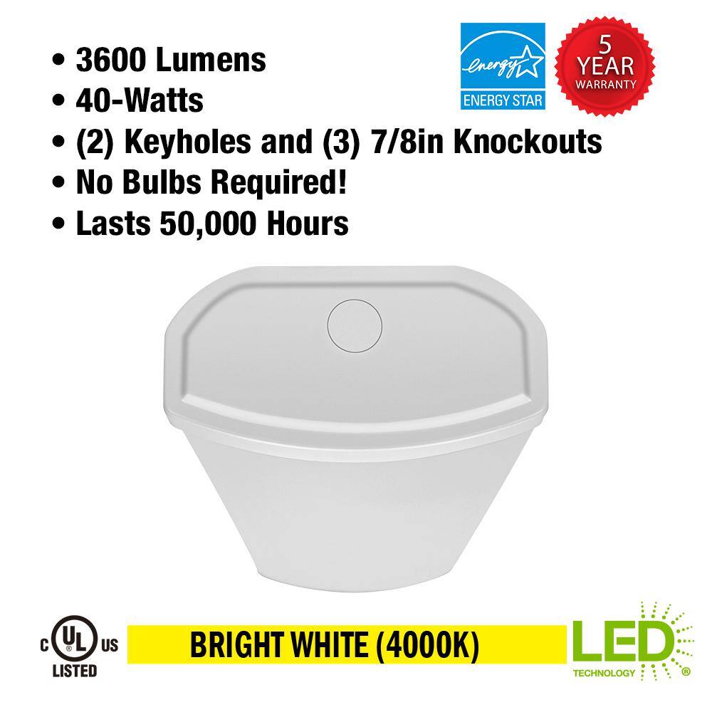 Commercial Electric 4 ft. 3600 Lumens LED Wraparound Ceiling Light Garage Light Laundry Room Shop Light 4000K Bright White 120v Hardwire 54654241