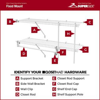 ClosetMaid SuperSlide 48 in. W x 12 in. D White Steel Wire Closet Shelf with Closet Rod 5631