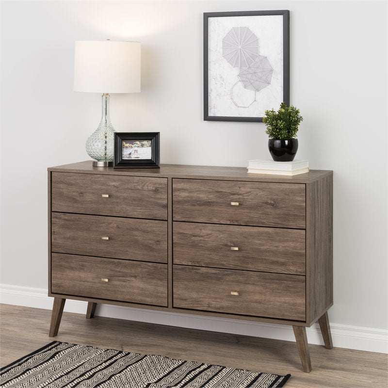 Home Square 3-Piece Set with Tall 6-Drawer Chest Double Dresser & 4-Drawer Chest