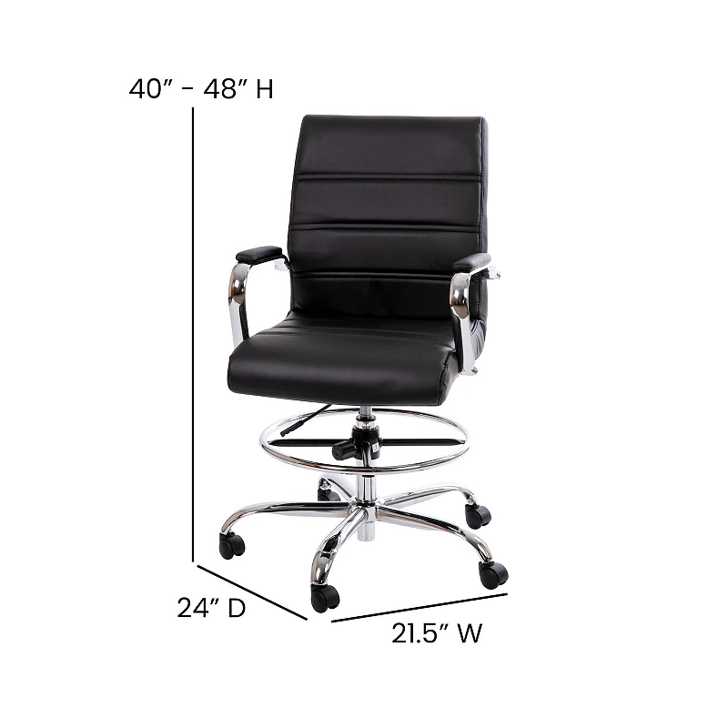 Flash Furniture Whitney Mid-Back Ribbed Drafting Desk Chair