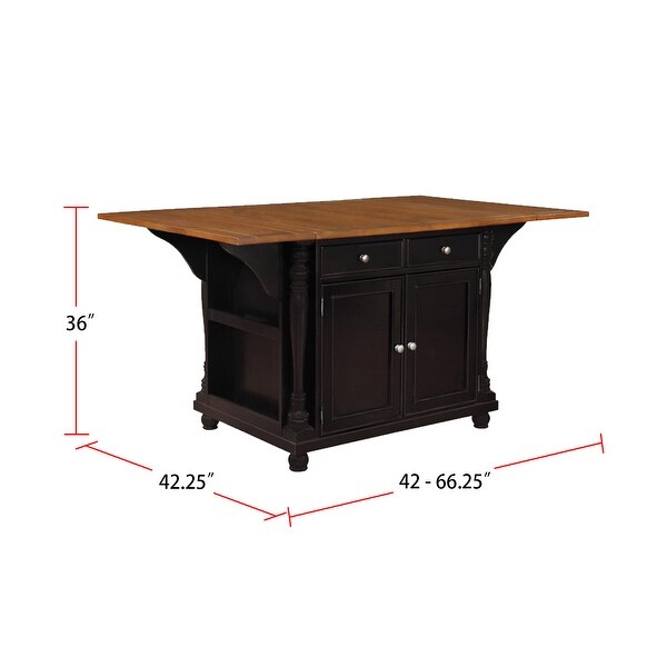 Wood Dining Table with 2 Drawers in Brown and Black