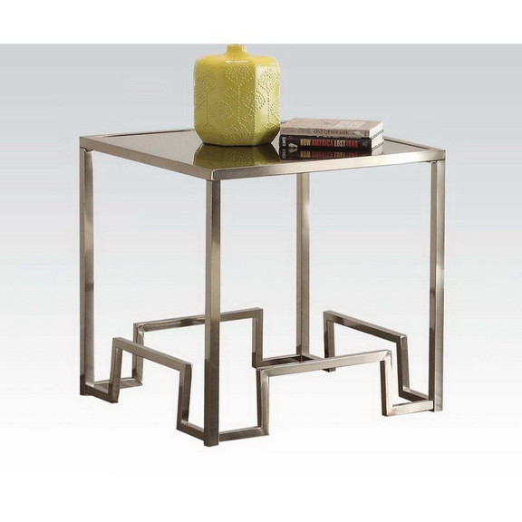 Acme 81627 Damien End Table  Clear Glass   Champag...