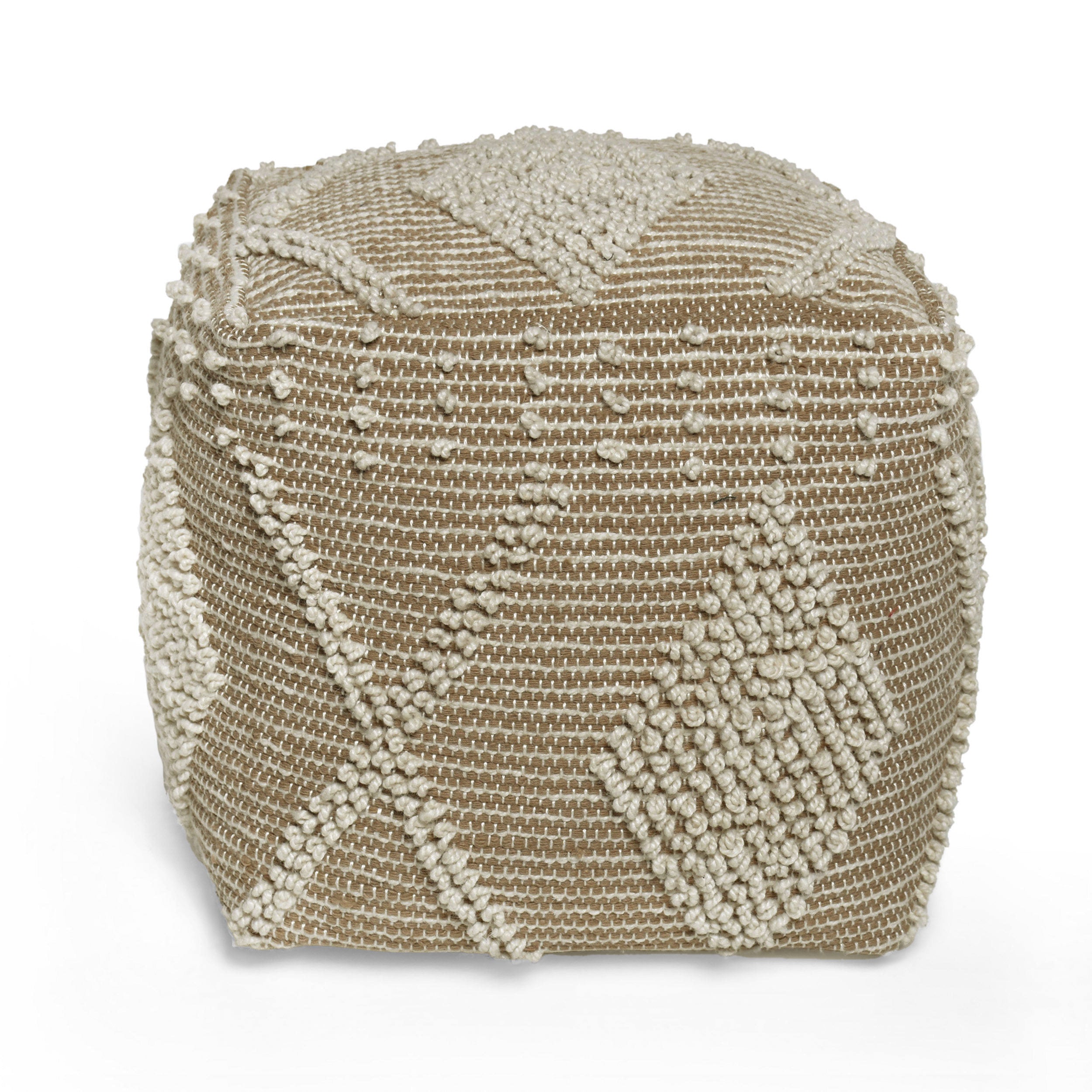 Dereka Contemporary Handcrafted Faux Yarn Pouf