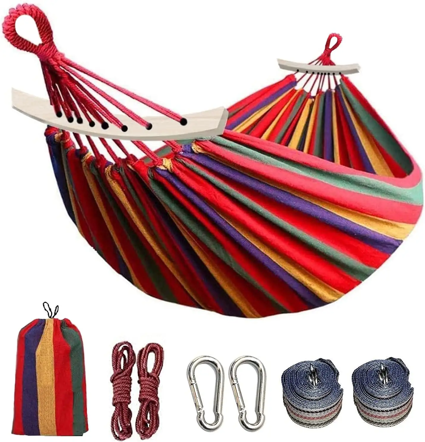 Wholesale Canvas Hammock Bed Camping Hammock Carry Bag Folding Swing Portable Outdoor Double Hanging Nylon Cotton Adult 2.5M