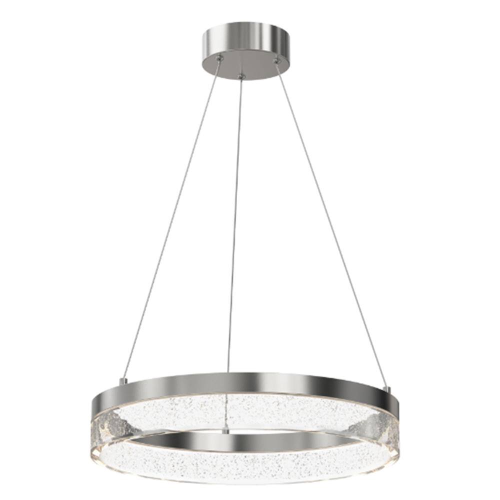 SMRTLite by NBG HOME 19.68 in. Brushed Nickel Integrated LED Pendant With Acrylic Bubble Shade DS18912