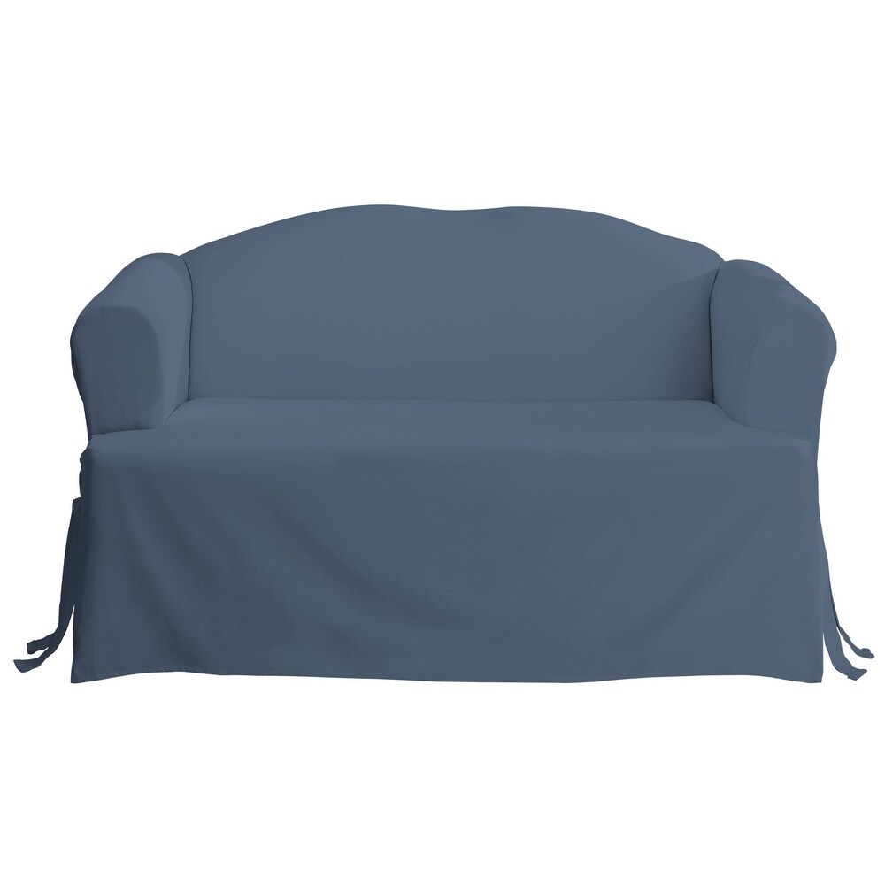SureFit Cotton Duck 1 Piece T Cushion Sofa Slipcover