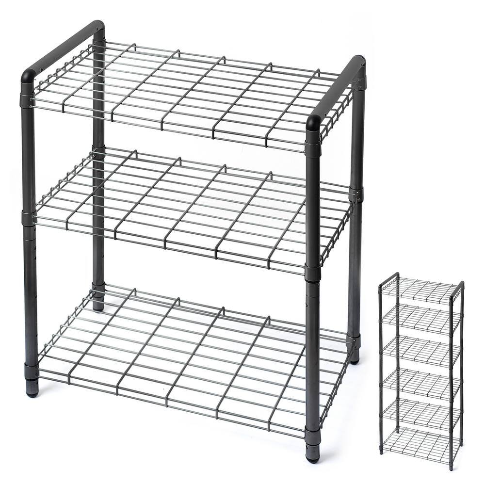 Delta 23 in. 3 Tier Adjustable Wire Shelving with Extra Connectors For Stacking Black WS1003B