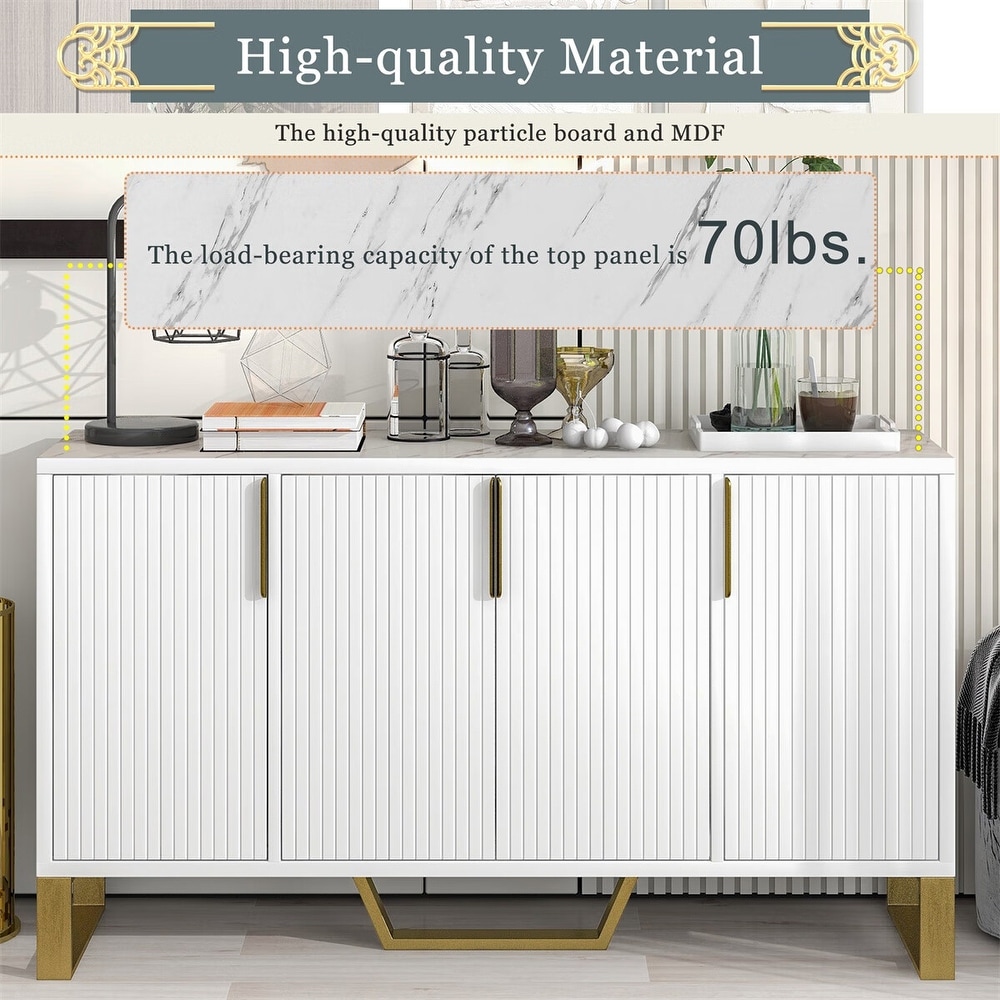 Merax Modern 4 door Sideboard with Metal Handles   Legs