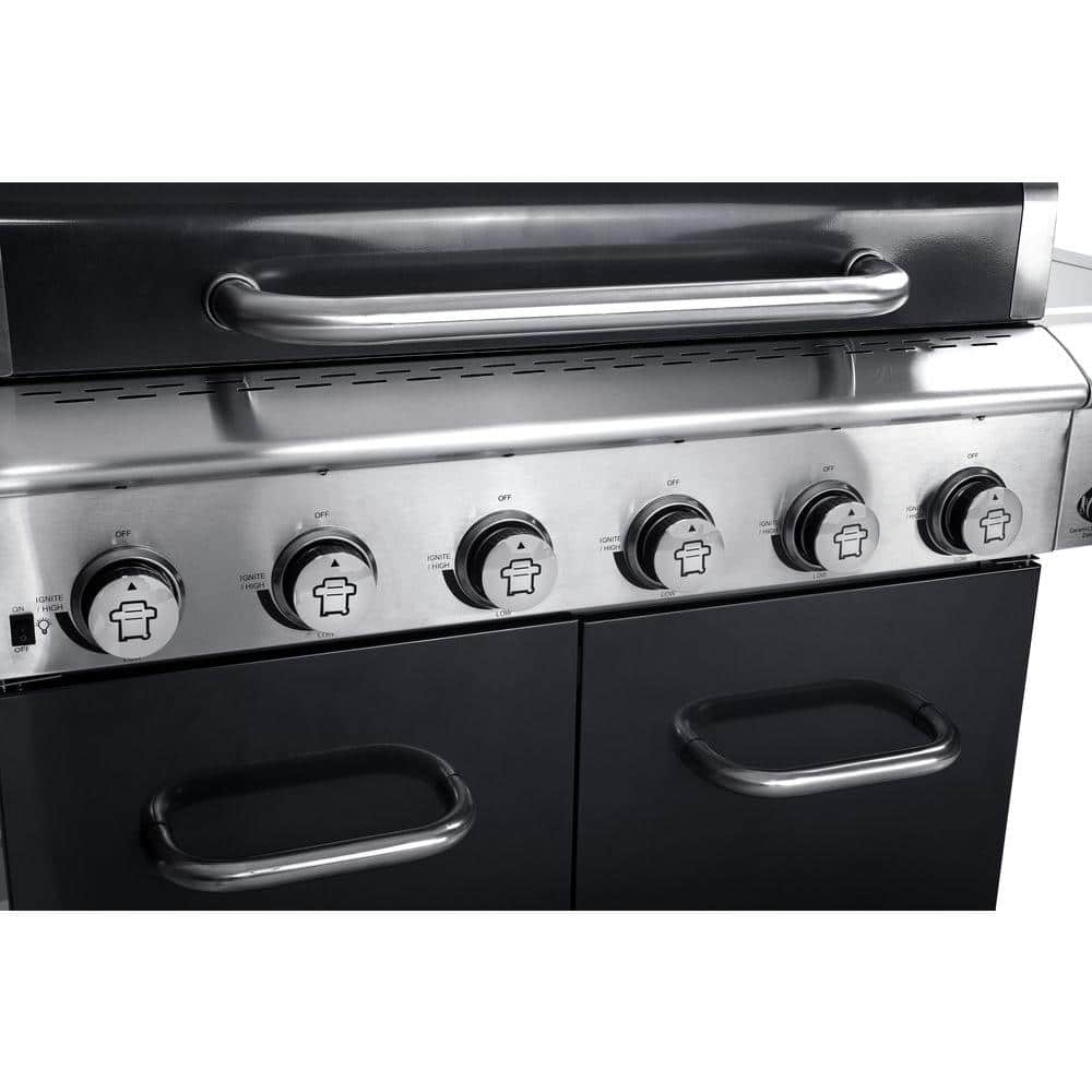 Nexgrill 720-0896B Deluxe 6-Burner Propane Gas Grill in Slate with Ceramic Searing Side Burner