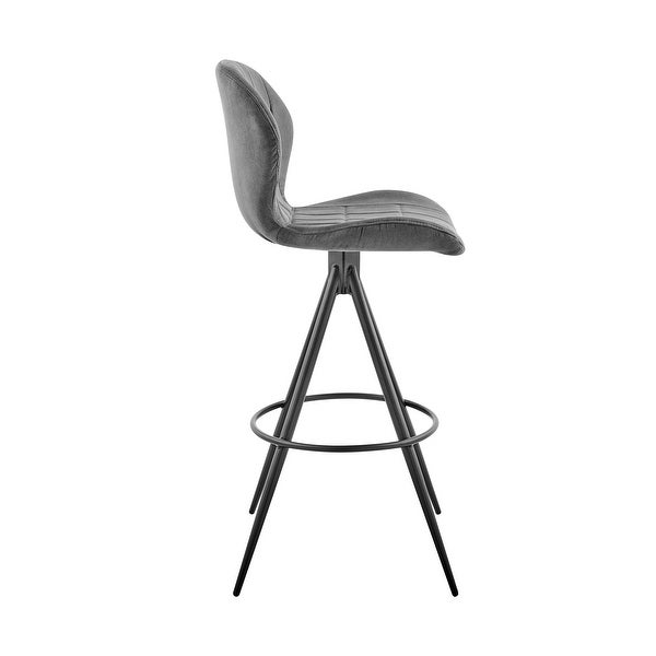 Catalina Counter or Bar Height Stool in Charcoal Fabric and Black Finish