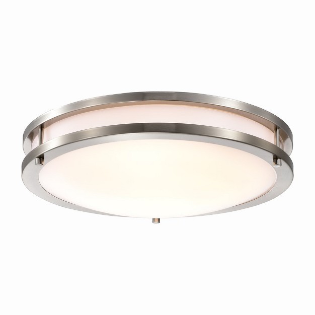 C Cattleya Brushed Nickel Dimmable 25 watt Selectable Led Flush Mount 3000k 4000k 5000k With Acrylic Shade