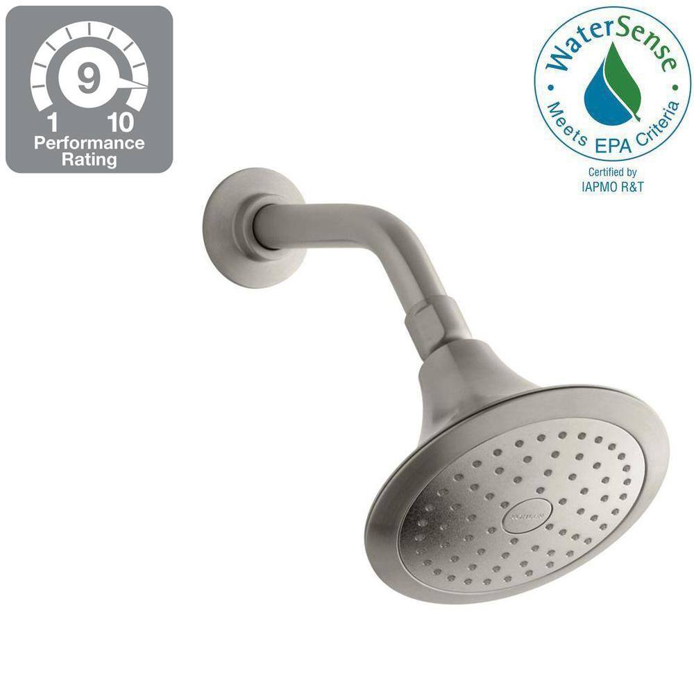 KOHLER Forte 1-Spray 5.5 in. Single Wall Mount Fixed Shower Head in Vibrant Brushed Nickel K-R10282-E-BN