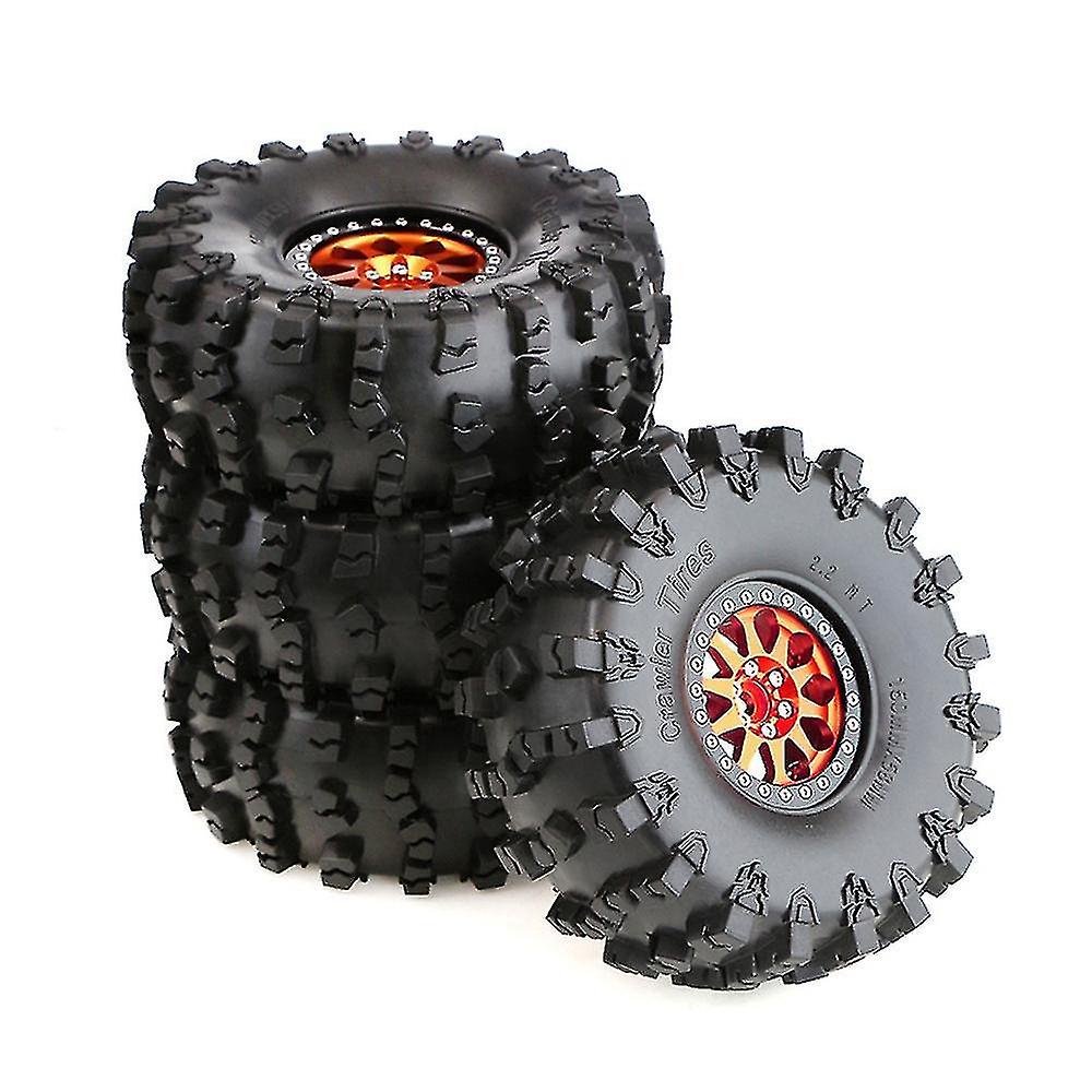 4pcs 150mm Metal 2.2 Beadlock Wheel Rim Tire Set For 1/10 Rc Crawler Car Axial Scx10 Wraith Capra T