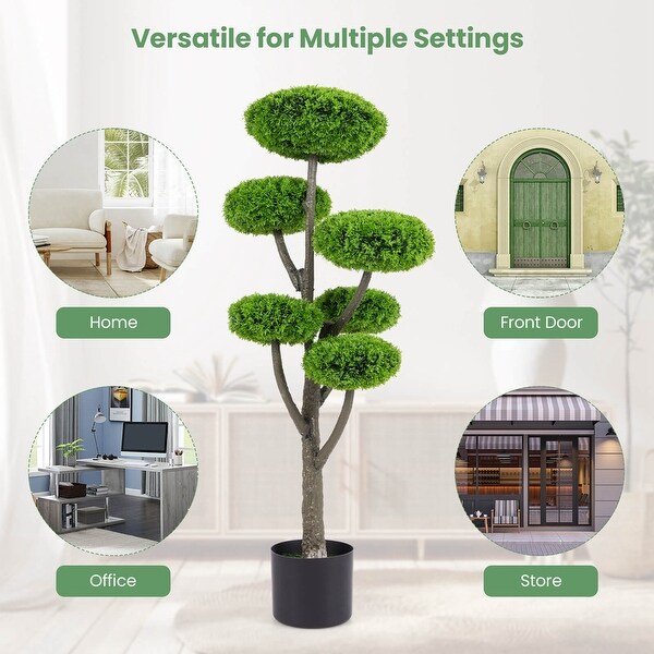 Costway 1/2/ PCS Artificial Cypress Topiary Ball Tree with Six Balls