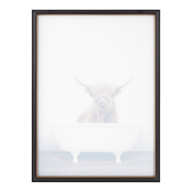 X 24 quot Blake Highland Cow In Tub Framed Printed Glass By Amy Peterson Gold Kate And Laurel