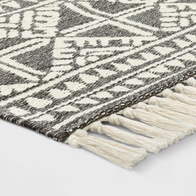 Outdoor Rug Tasseled Charcoal