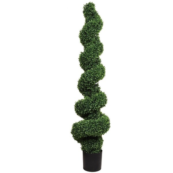 58 Spiral Boxwood Topiary Tree in Black Planter Pot by Floral Home