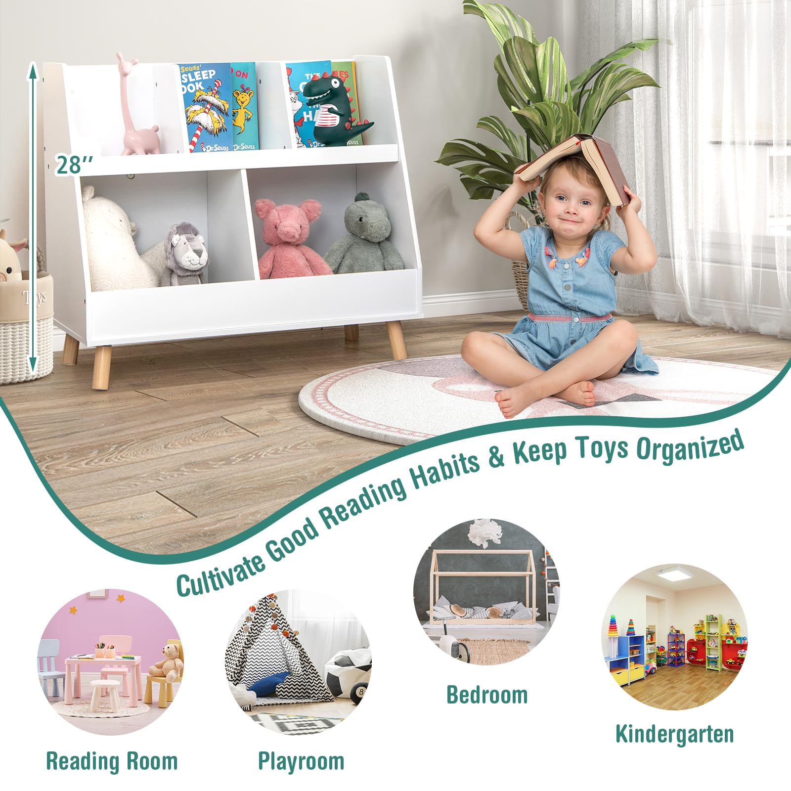 Costzon Toy Organizers and Storage with Bookshelf