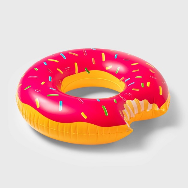 Strawberry Donut Pool Float Bright Pink