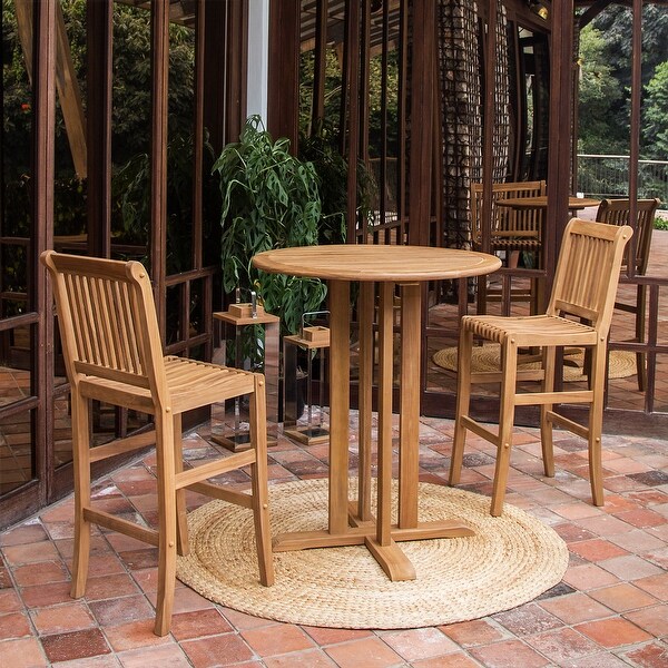 Cambridge Casual Chara Teak 3pc. Barheight Bistro Set