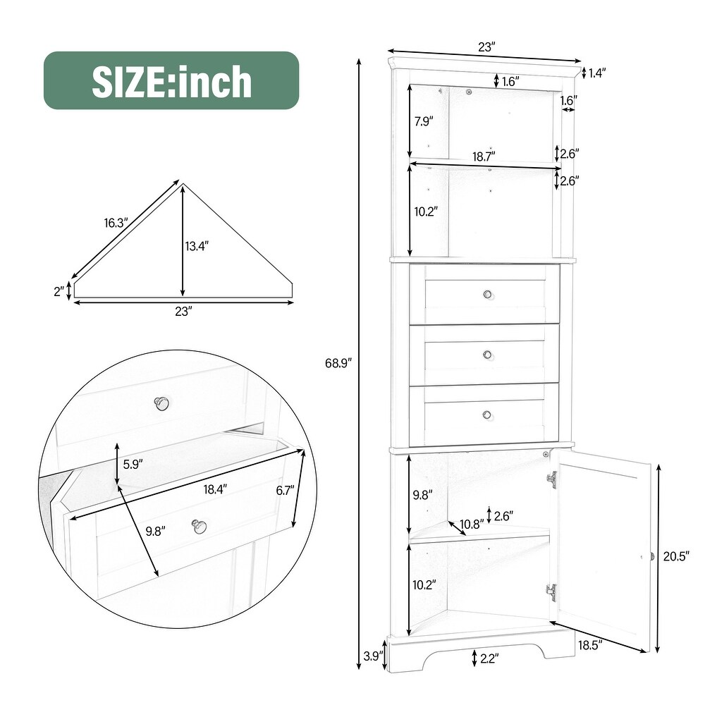 Triangle Storage Corner Cabinet Living Room Decorative Cabinet  Green