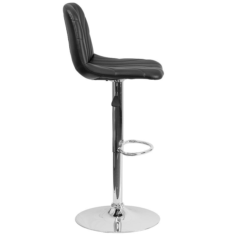 Emma and Oliver 2 Pack Contemporary Vinyl Adjustable Height Barstool with Embellished Stitch Design and Chrome Base