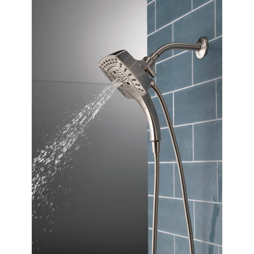 Delta In2ition 5-Spray Patterns 1.75 GPM 5.75 in. Wall Mount Dual Shower Heads in Lumicoat Stainless 58474-SS-PR