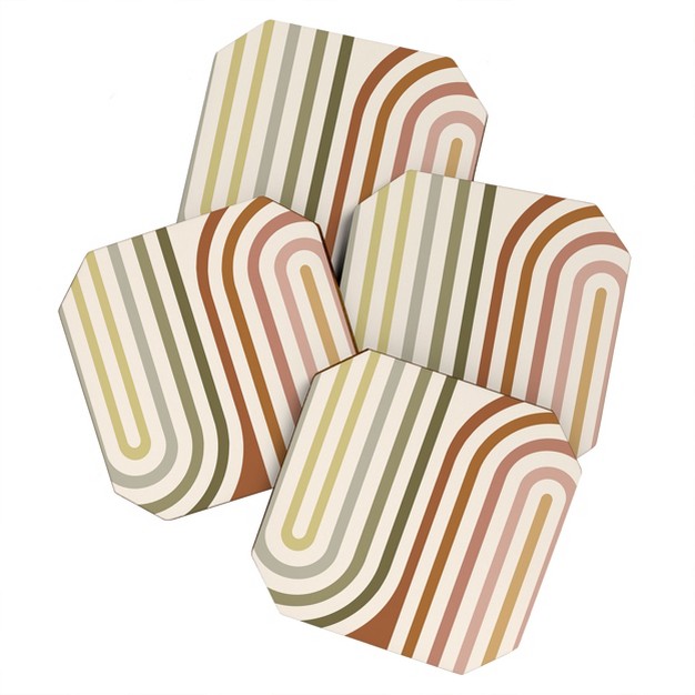 Colour Poems Bold Curvature Stripes I Set Of 4 Coasters Deny Designs