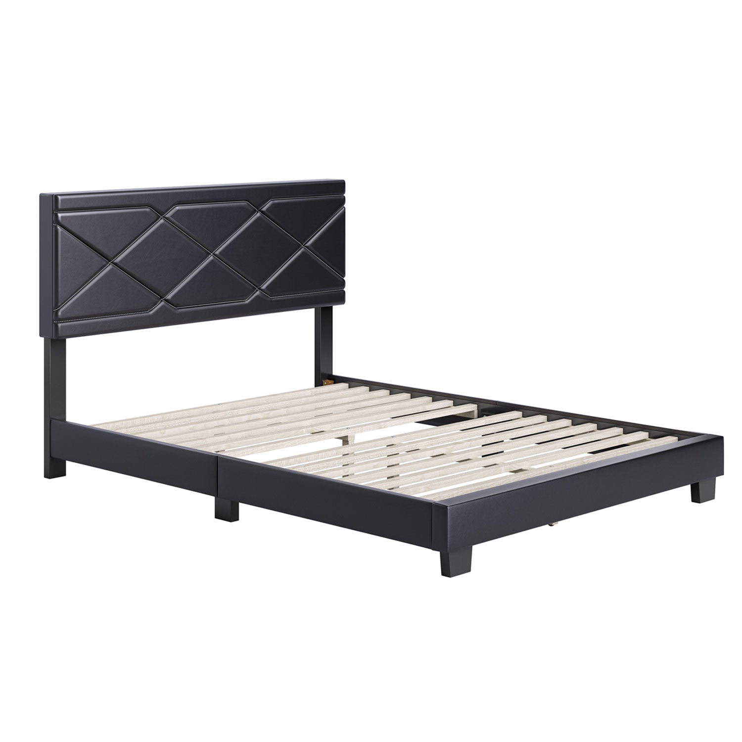 Boyd Sleep Antwerp Faux Leather King Platform Bed Frame and Headboard, Black