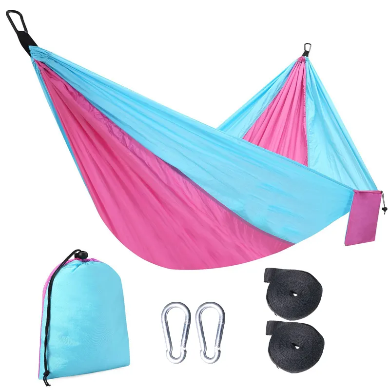 OEM 210T Nylon single double outdoor hiking Nylon Portable sewing hanging Parachute Camping Tent Hammock bed