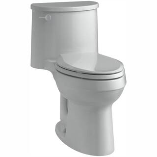 KOHLER Adair Comfort Height 1-Piece 1.28 GPF Single Flush Elongated Toilet with AquaPiston Flush Technology in Ice Grey K-3946-95