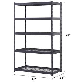 Husky 5-Tier Heavy Duty Boltless Steel Garage Storage Shelving Unit in Black (48 in. W x 78 in. H x 24 in. D) N2R482478W5B