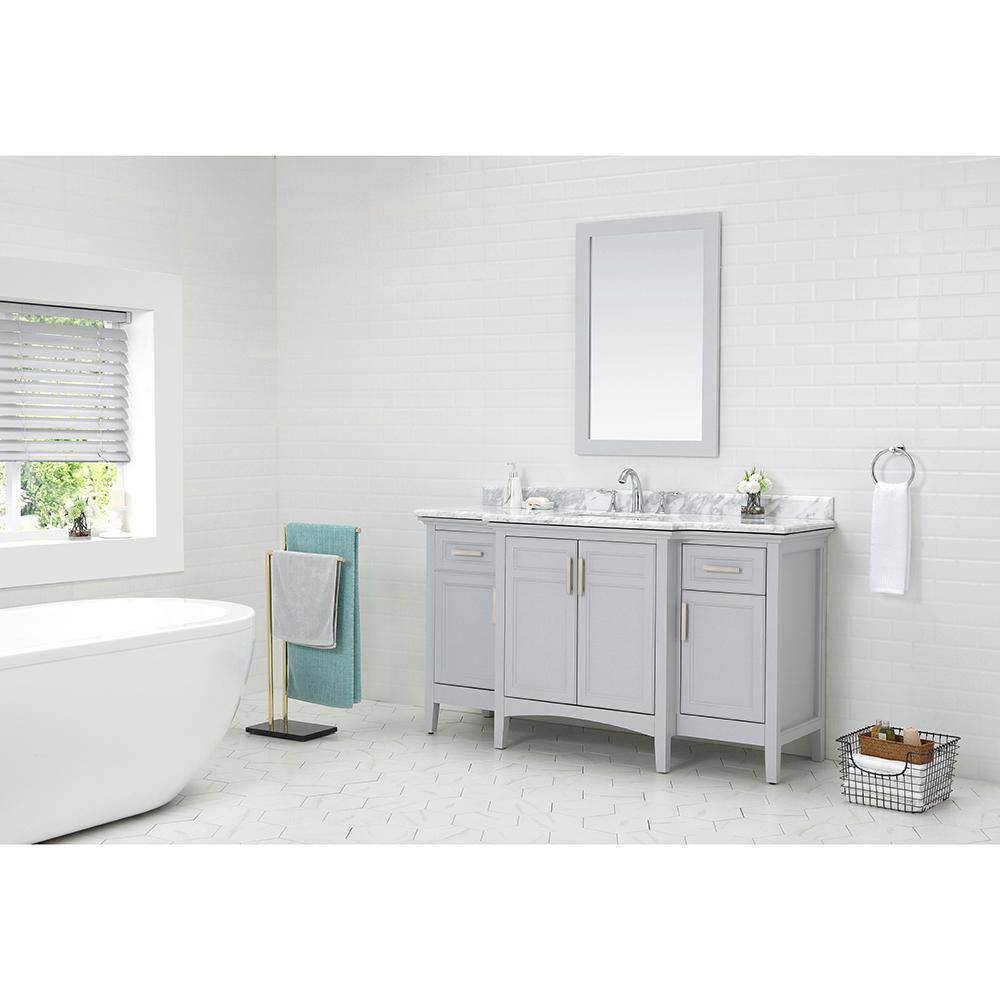 Home Decorators Collection Sassy 60 in. W x 22 in. D Vanity in Dove Gray with Marble Vanity Top in White with White Sink Sassy 60G