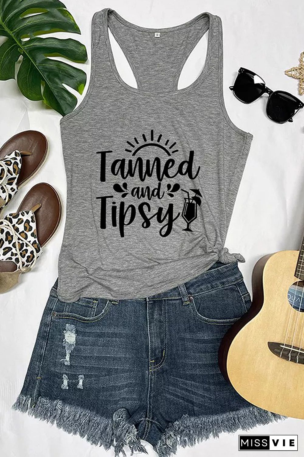 Tanned And Tipsy Sleeveless Tank Top Wholesale