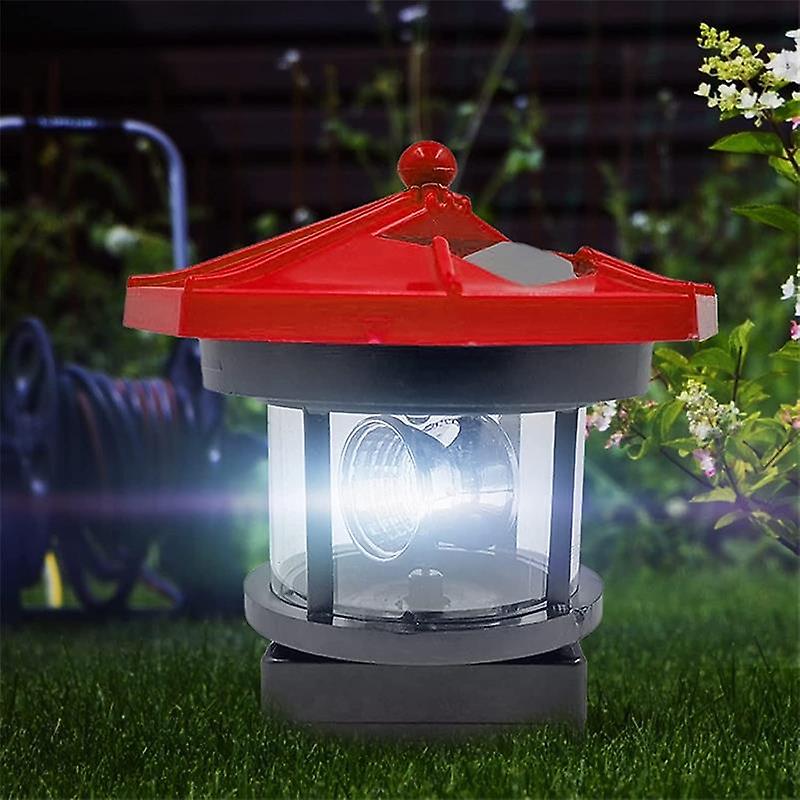 Solar Lights Lighthouse Lawn Light Plastic Led 360-degree Rotating Landscape Lamp Beacon Beam Lamp For Garden Yard Lawn Decorat