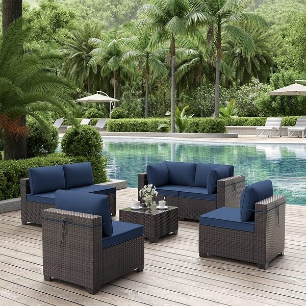 Kullavik 7Piece Rattan Patio Furniture Set Sofa