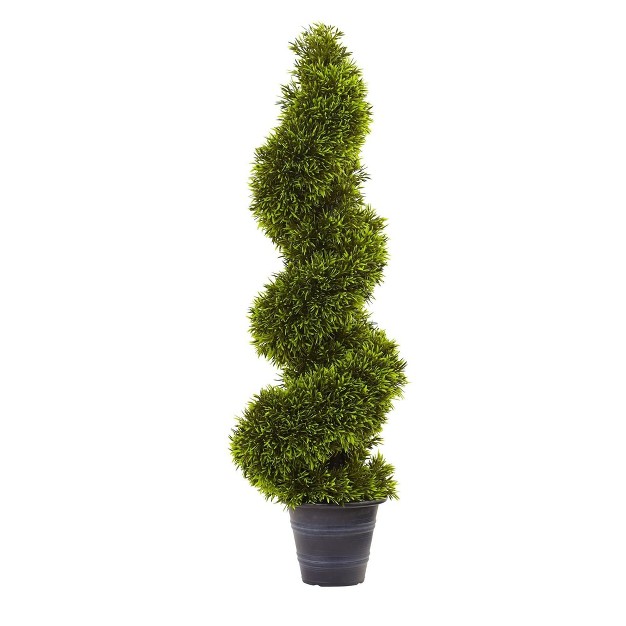 Nearly Natural 3-ft Grass Spiral Topiary W/deco Planter