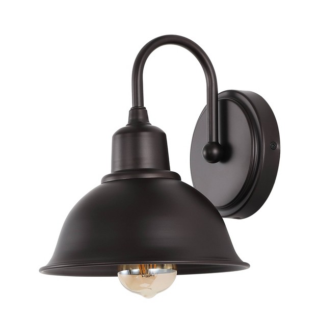 Led 1 light Frisco Industrial Iron Wall Sconce Oil Rubbed Bronze Jonathan Y