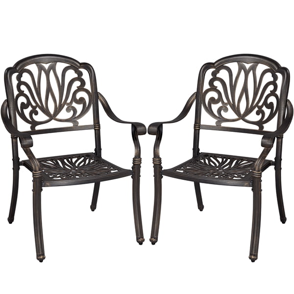 SmileMart Antique Bronze Scroll Design Aluminum Outdoor Bistro Chairs, Set of 2