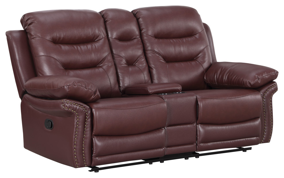 Anders Leather Air Match Recliner Collection  2 Piece With Console   Contemporary   Living Room Furniture Sets   by Luxuriant Furniture  Houzz