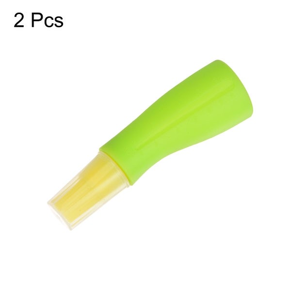 2pcs Silicone Oil Bottle Brush with Cap for BBQ Cooking Baking， Yellow+Green