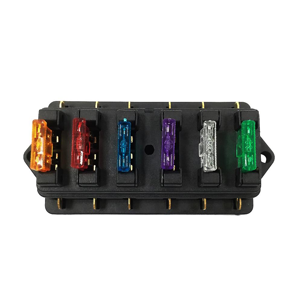 6 Way Fuse Holder Box Car Vehicle Automotive Circuit Blade Fuse Block With 6 Standard Fuses