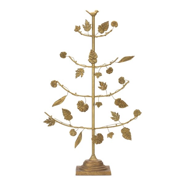 Gold Metal Tree with Leaves Display 36.5H