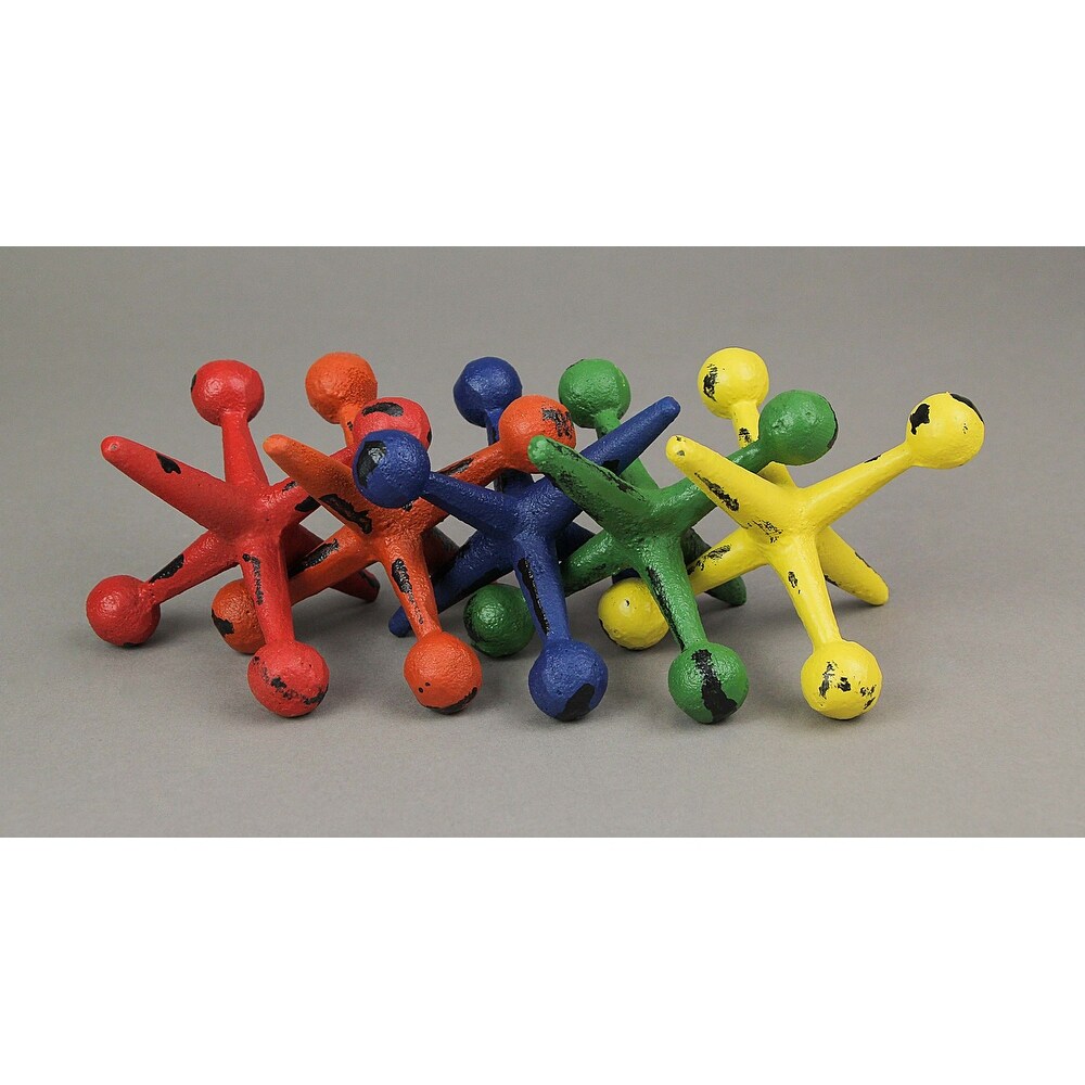 Zeckos Multicolor Cast Iron Toy Jack Decorative Sculptures (Set Of 5)   4.5 X 4.75 X 4.75 inches