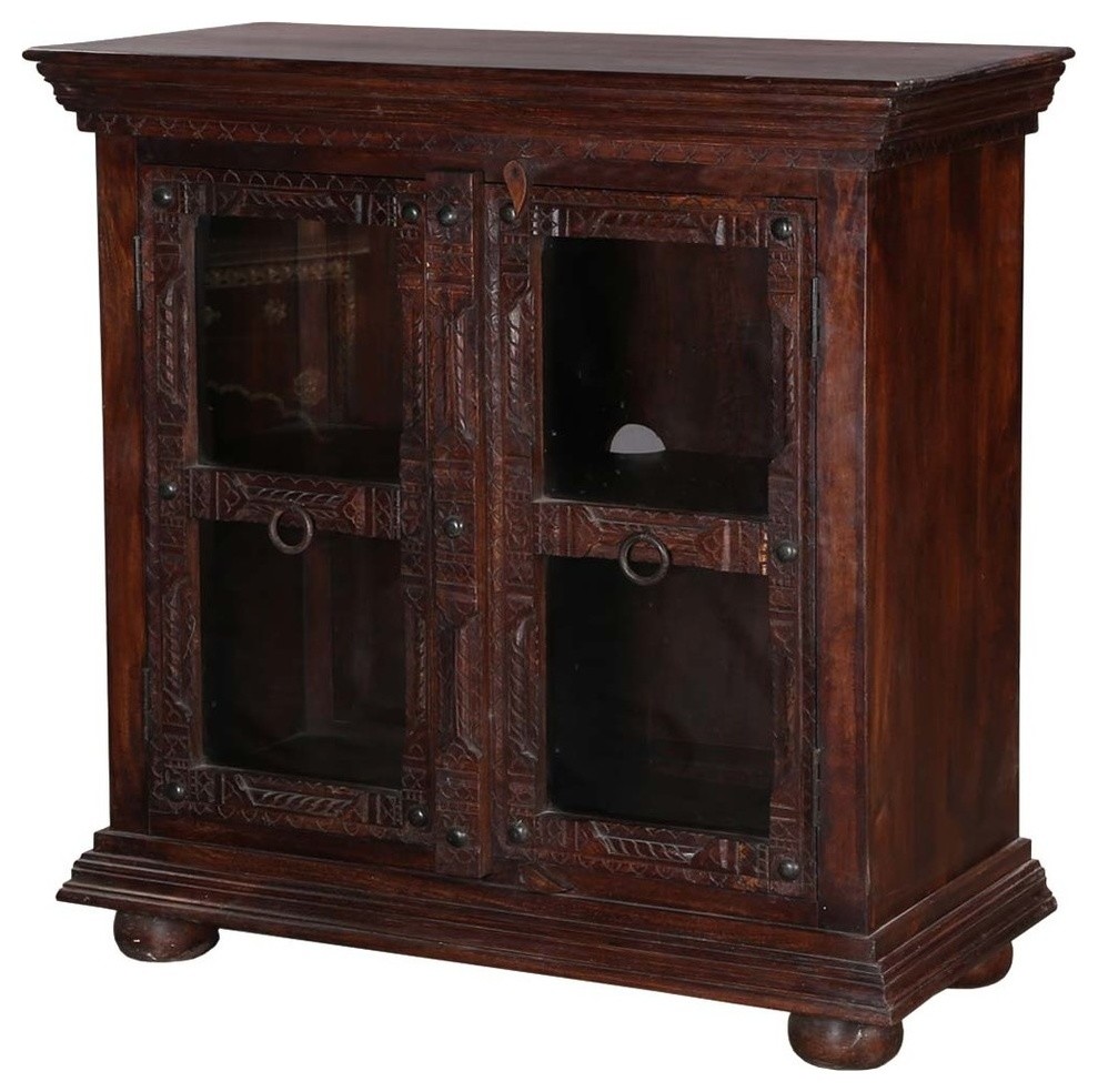 4 Square Windows Mango Wood Standing TV Console Display Cabinet   Traditional   Entertainment Centers And Tv Stands   by Sierra Living Concepts Inc  Houzz