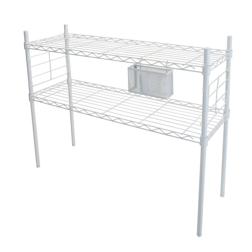 OIA White 2-Tier Steel Etagere Adjustable Shelves (12.01 in. W x 27.99 in. H x 36.02 in. D) NH-34951-WHT