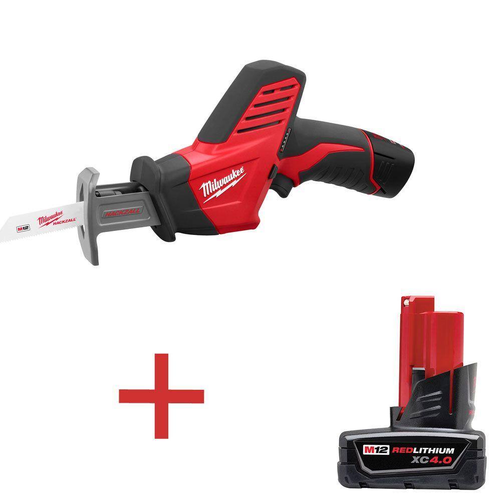 MW M12 12V Lithium-Ion Cordless HACKZALL Reciprocating Saw Kit with M12 4.0Ah Extended Capacity Battery 2420-21-48-11-2440