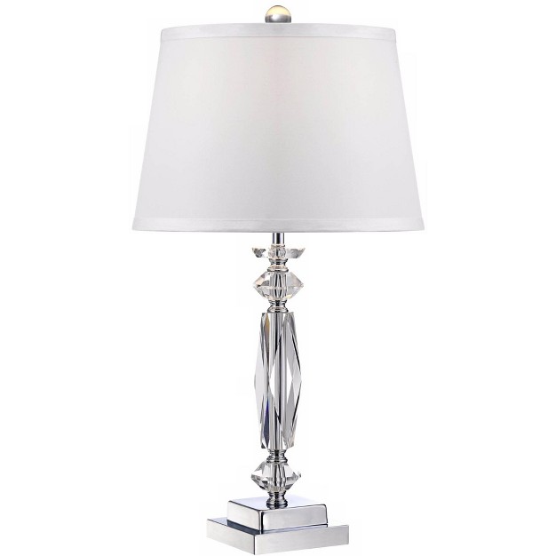 High Clear Crystal Column White Tapered Drum Shade For Living Room Bedroom Bedside Office