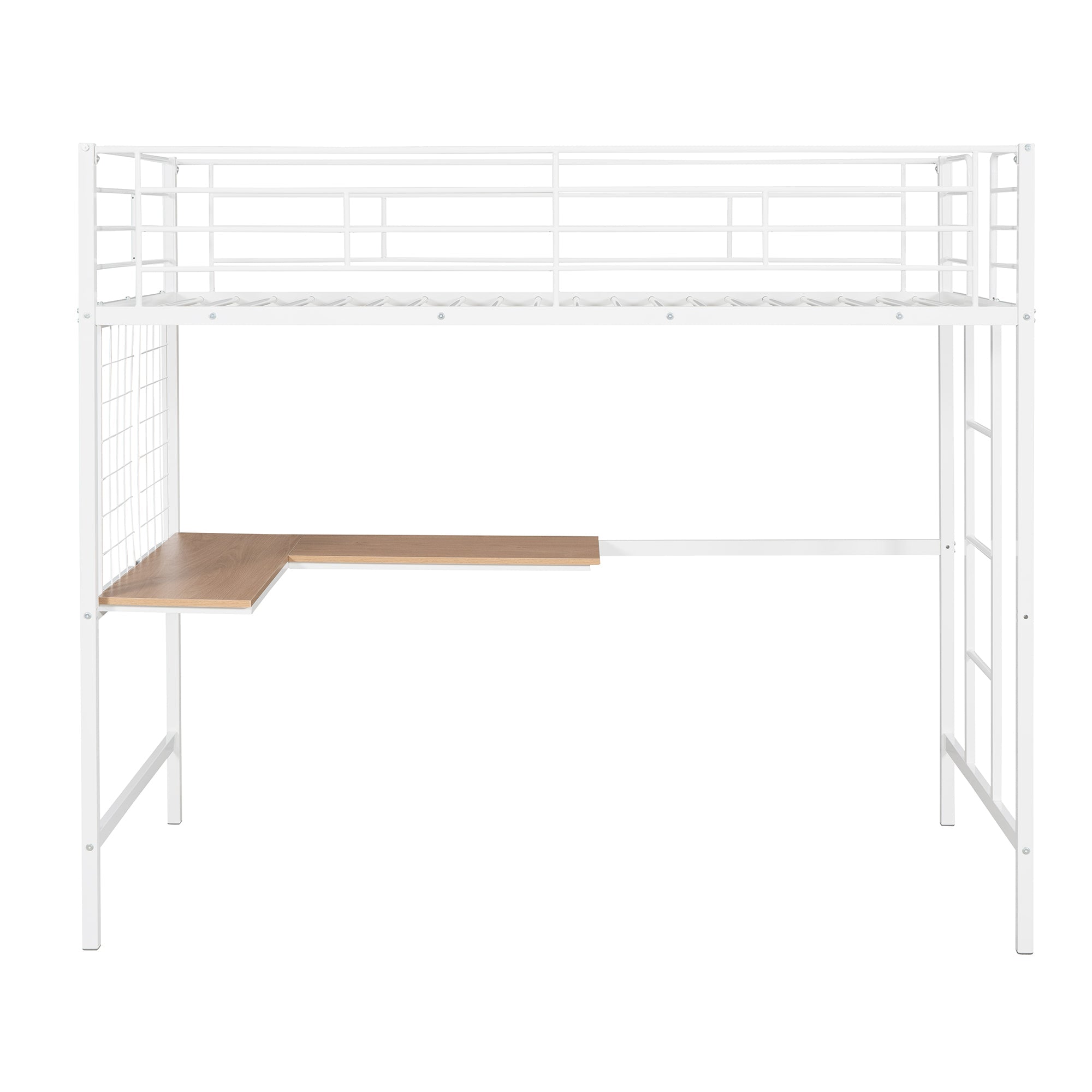 SYNGAR Twin Loft Bed Frame, Twin Loft Bunk Bed Frame with Ladder for Boys Girls Teens Adults, No Box Spring Needed, White